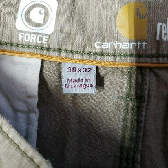 Carhartt Pants Mens 38x32 Khaki Beige Tan Force Relaxed Fit Ripstop Cargo Work - Picture 6 of 11